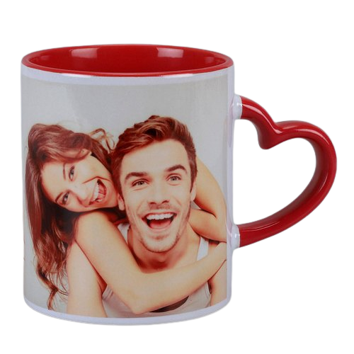 3 Tone Heart Handle Mug Red
