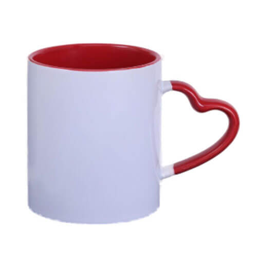 3 Tone Heart Handle Mug Red - Image 2